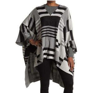 JOSEPH ABBOUD Zip-Front Plaid Poncho